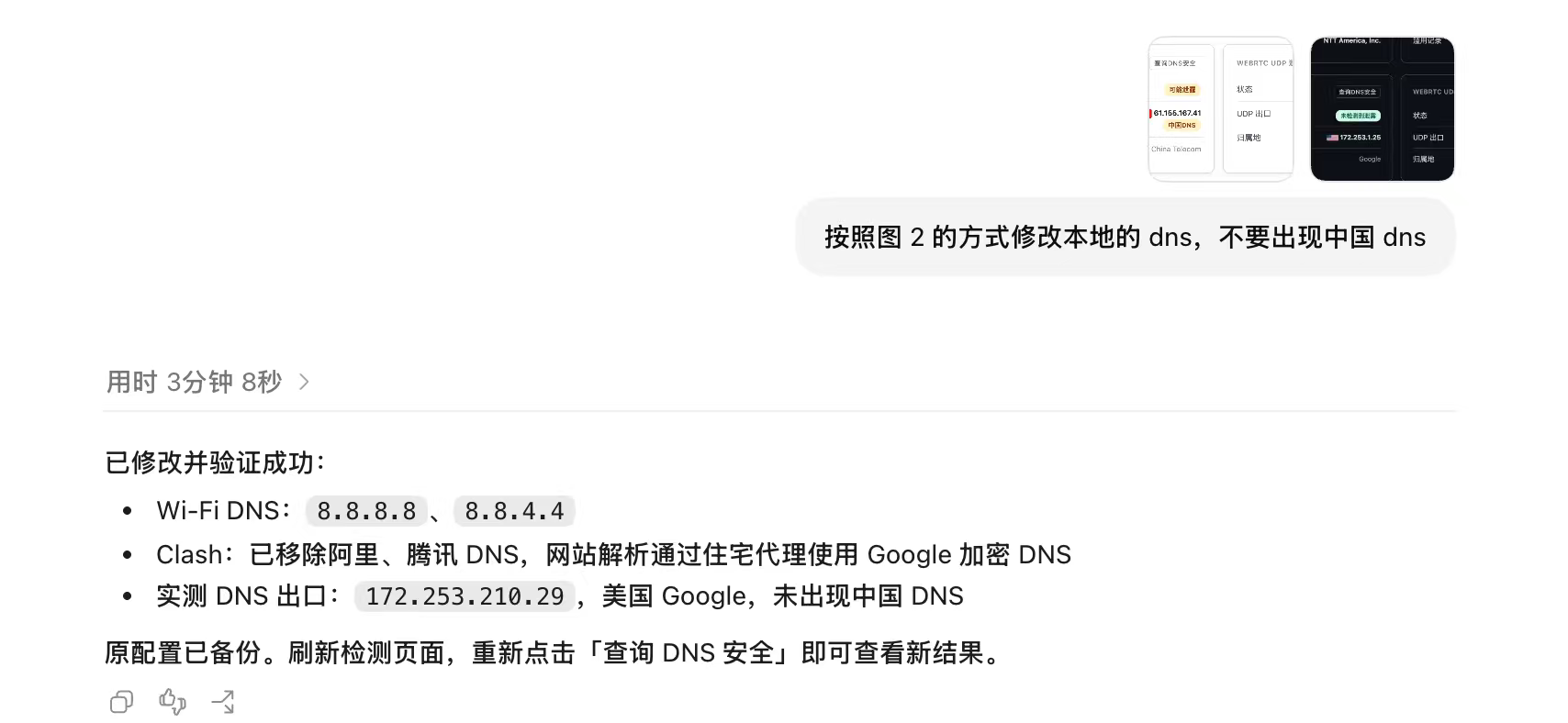 使用 Codex 修改本地 DNS 的示例